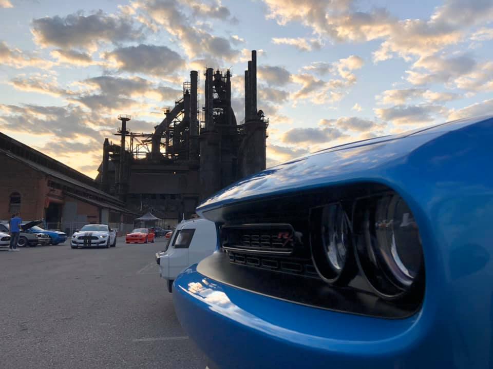 B5 Blue Challenger at SteelStacks Cars and Coffee